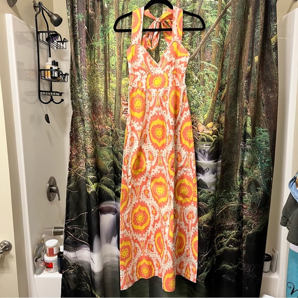 J. Crew Dresses & Skirts - J. Crew Yellow Pink Halter Style Ikat Cotton Maxi Dress